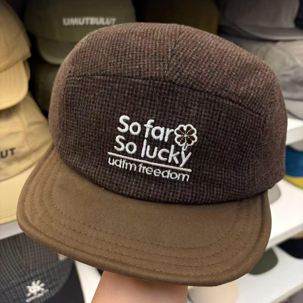 Corduroy Cap 5 Panel - 가을 겨울 야구 모자 레터 자수