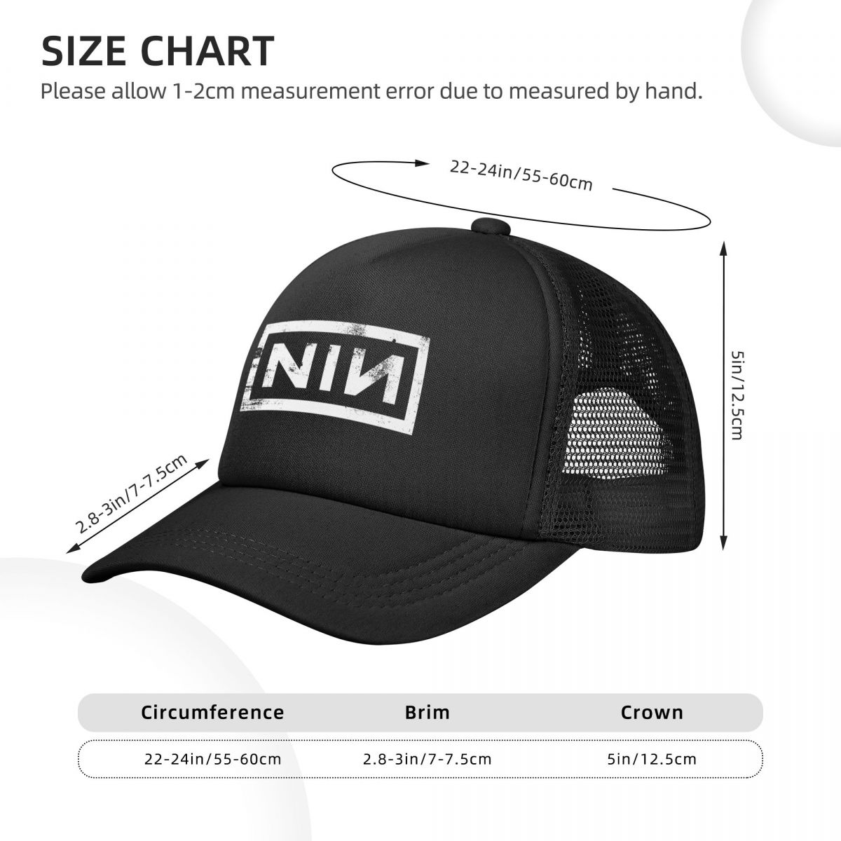 NIN 음악 밴드 메쉬 야구 모자, 성인 패션 썬 캡, - Trucker Cap Mesh 리뷰 및 가격